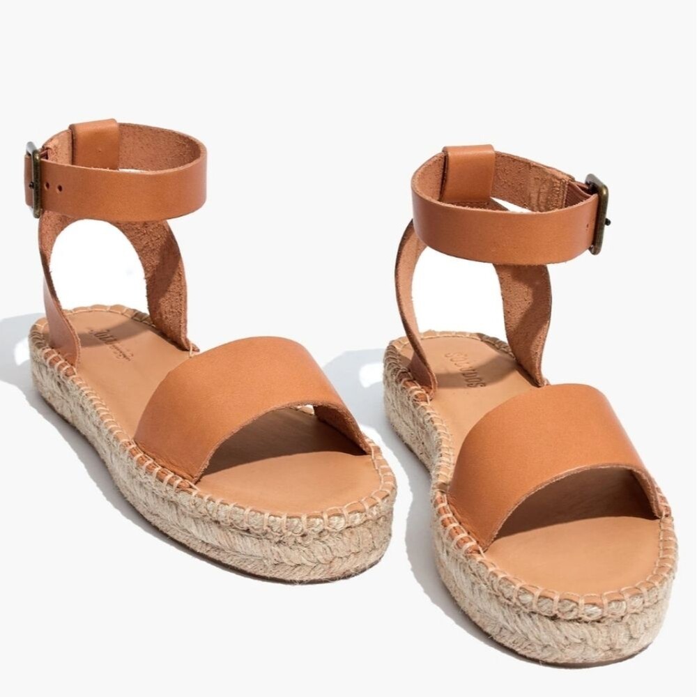 NEW MADEWELL SOLUDOS CADIZ TAN LEATHER SANDALS ESPADRILLE WOMENS SIZE 11